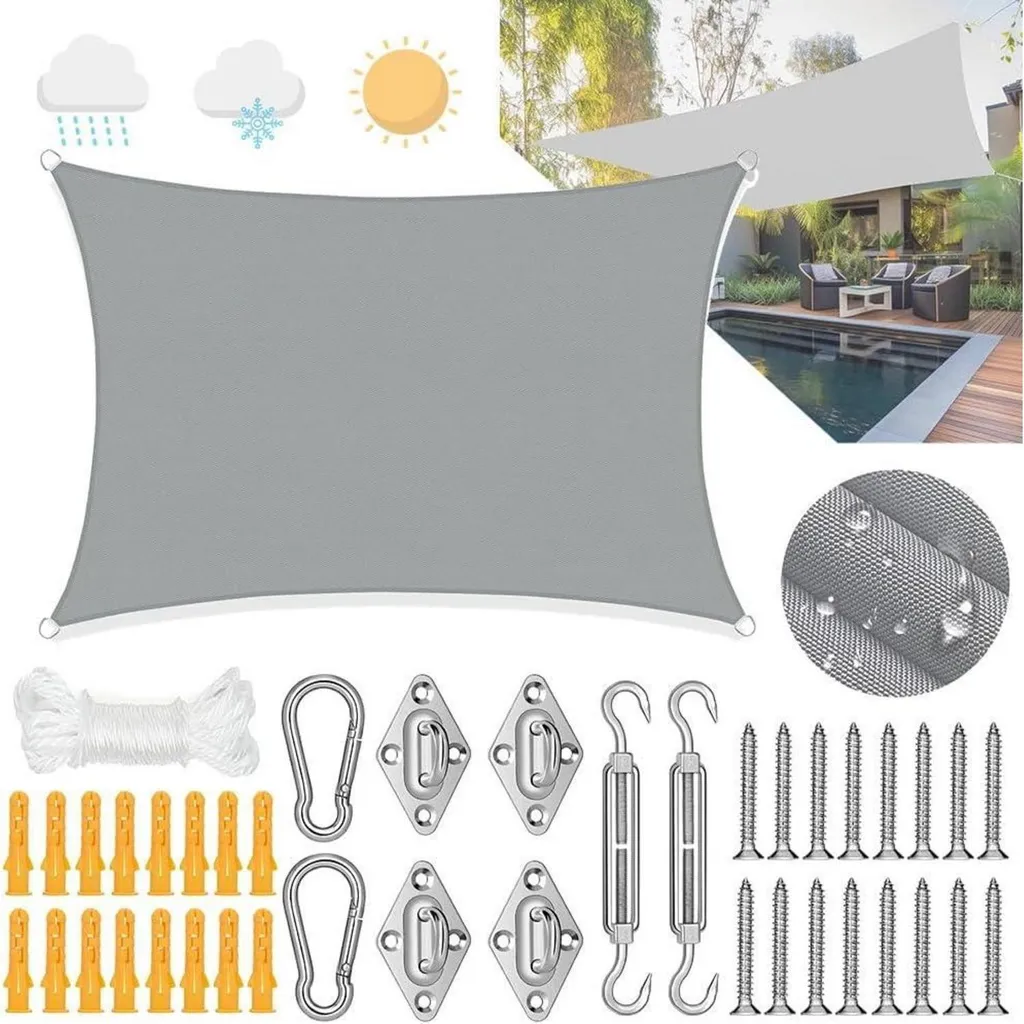 Toile d'ombrage Premium 3x4m imperméable pour terrasse et camping