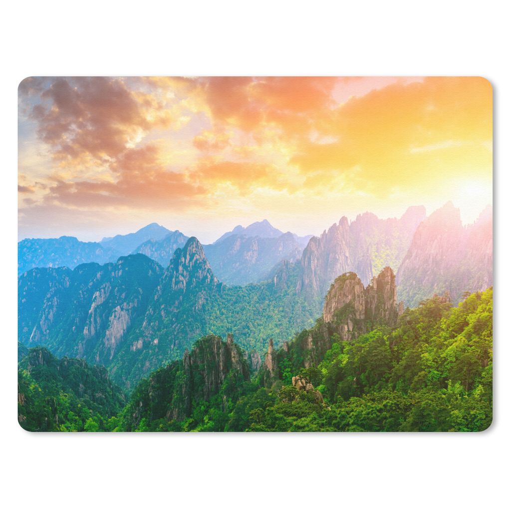MuchoWow Mauspad Mousepad Berge - Bäume - Sonnenuntergang - Natur 40x30 cm - Mousepads - Maus Mat - Pad - Mausunterlage - Anti Rutsch