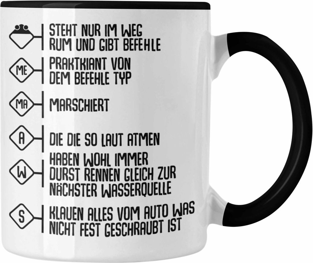 Trendation - Feuerwehr Tasse Geschenke Zubehör Lustig Einsatz Geburtstag Spruch Mann Praktikant (Schwarz)