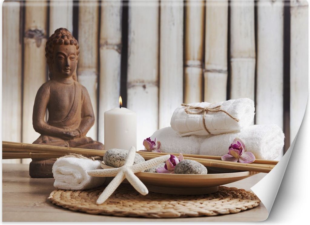 Vlies fototapete Buddha Spa Meditation 400x280 cm Feeby Beige inkl. Kleber einfache Montage