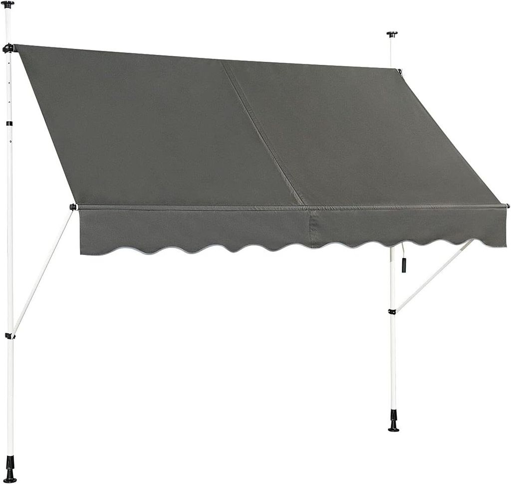 KOMFOTTEU Klemmmarkise höhenverstellbar 190-300 cm, Balkonmarkise mit Sonnenschutz & Handkurbel, Sonnenmarkise ohne Bohren, 250 x 120 cm