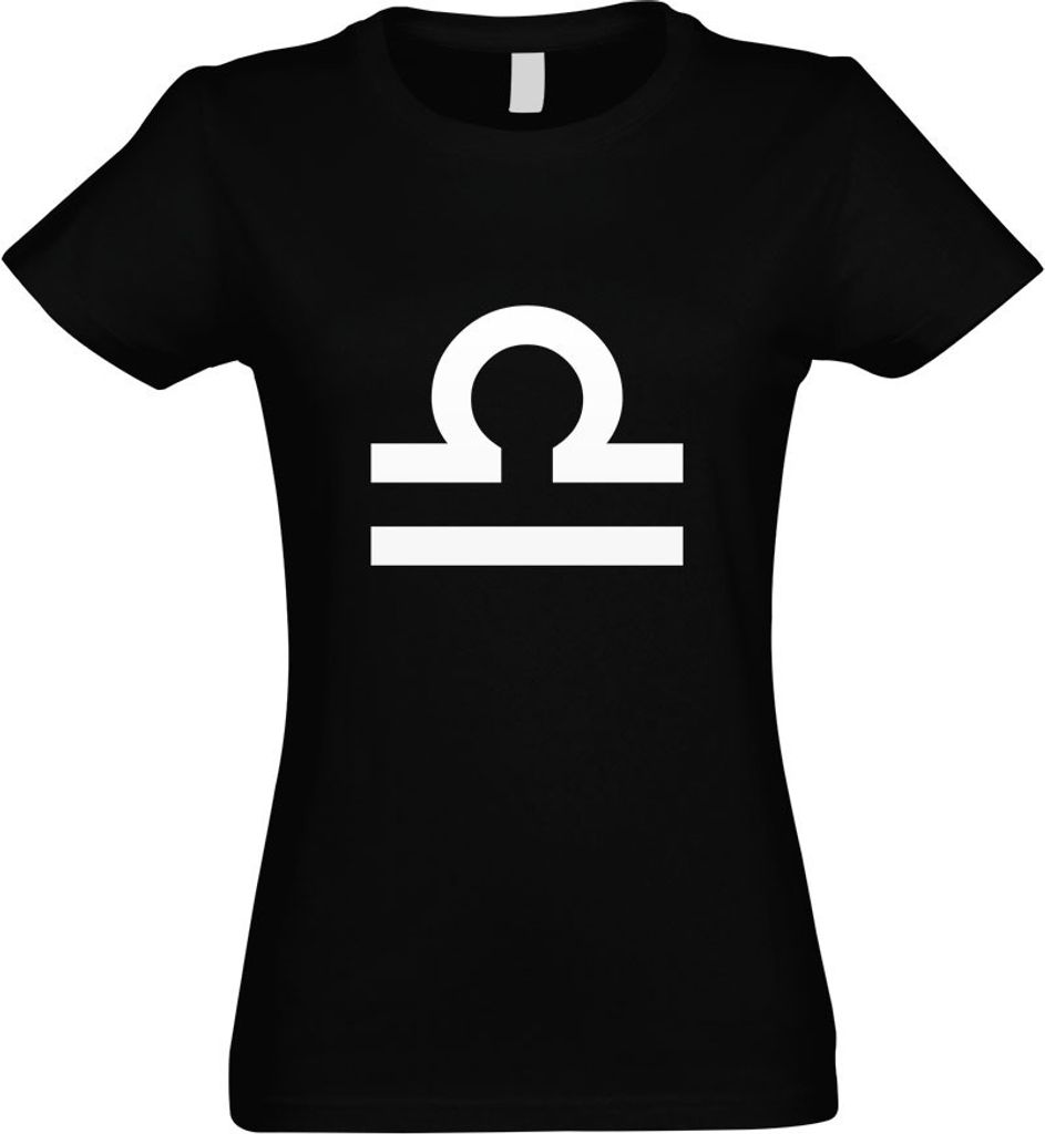 Kiwistar - T-Shirt tailliert - Damen - schwarz - Waage Sternzeichen - mit Motiv Bedruckt - Funshirt Design - Sport - Freizeit - Damen - S