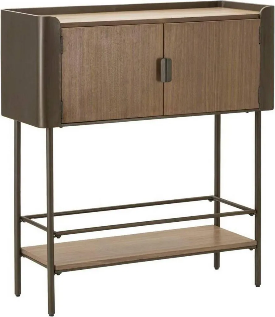 Banc TV Design Quilt Gris avec Rangement Ouvert et Double Étagère Fixe
