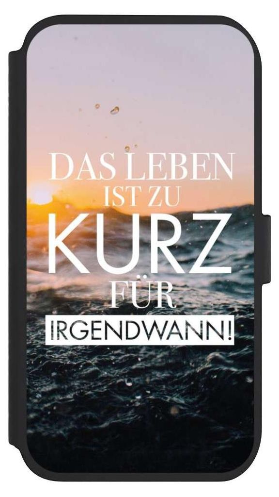 NIVOCASE Klapphülle für Apple iPhone 11 Handyhülle aus Kunst Leder NIVOflip schwarz Meer Statement Spruch