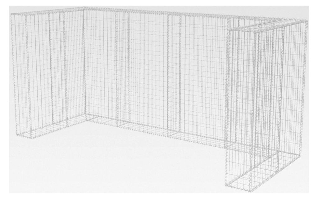 Gabione Mülltonnenbox für 3 Tonnen U-förmig aus Stahl 250x100x120cm