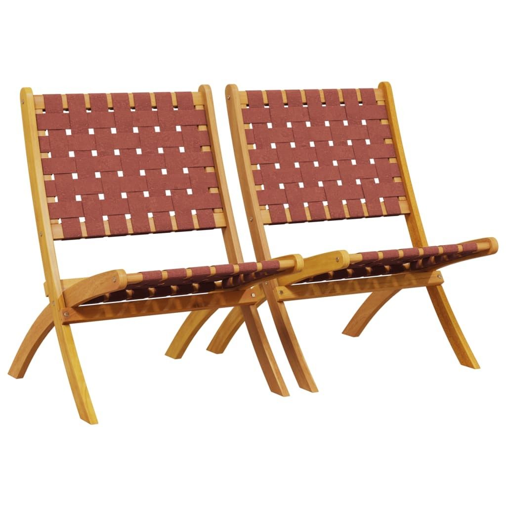 vidaXL Chaises de jardin 2 pcs. Pliable Rouge Bois massif Image du produit 