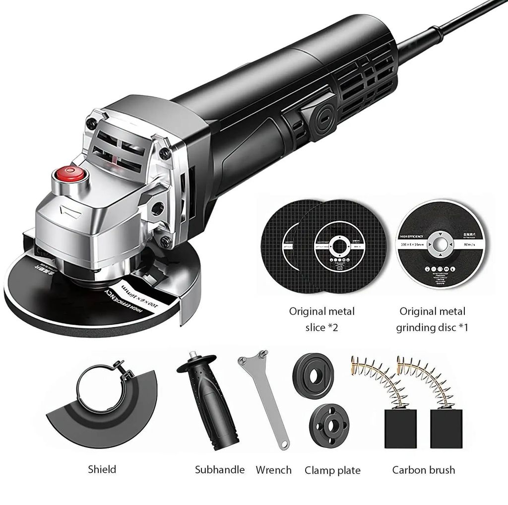 Elektrischer Winkelschleifer - 1100W Schleifmaschine - 10 cm Scheibe - 220V 50Hz - Schneiden Schleifen Polieren - Kabelgebunden mit EU-Stecker
