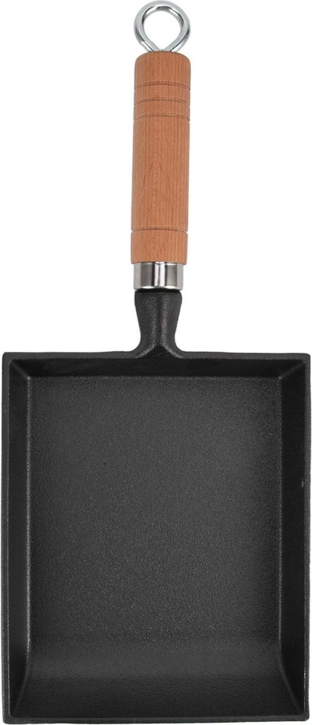 15,5 cm dicke Bratpfanne mit Holzgriff aus Gusseisen, flache Pfannkuchenpfanne für die Küche