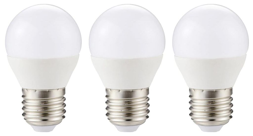 Kobi LED-Minilampe, kugelförmig, E27, 4,5 W, 420 lm, 4000 K, 230 V - für Flur, Schlafzimmer oder Arbeitsbereich - 3 Stück