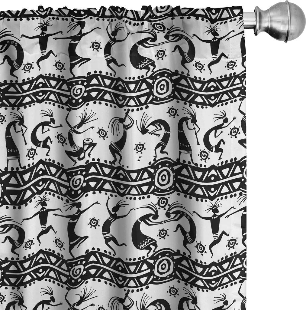 Tende ABAKUHAUS Africano Bianco Nero 75x245cm | Stile Etnico Boho