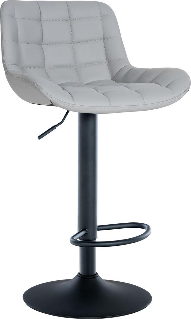 Barhocker CARAM - Kunstleder Grau 48x54x81 cm | Barstuhl Höhenverstellbar Mit Lehne Drehbar Tresenhocker Tresenstuhl Kneipenhocker Kneipenstuhl