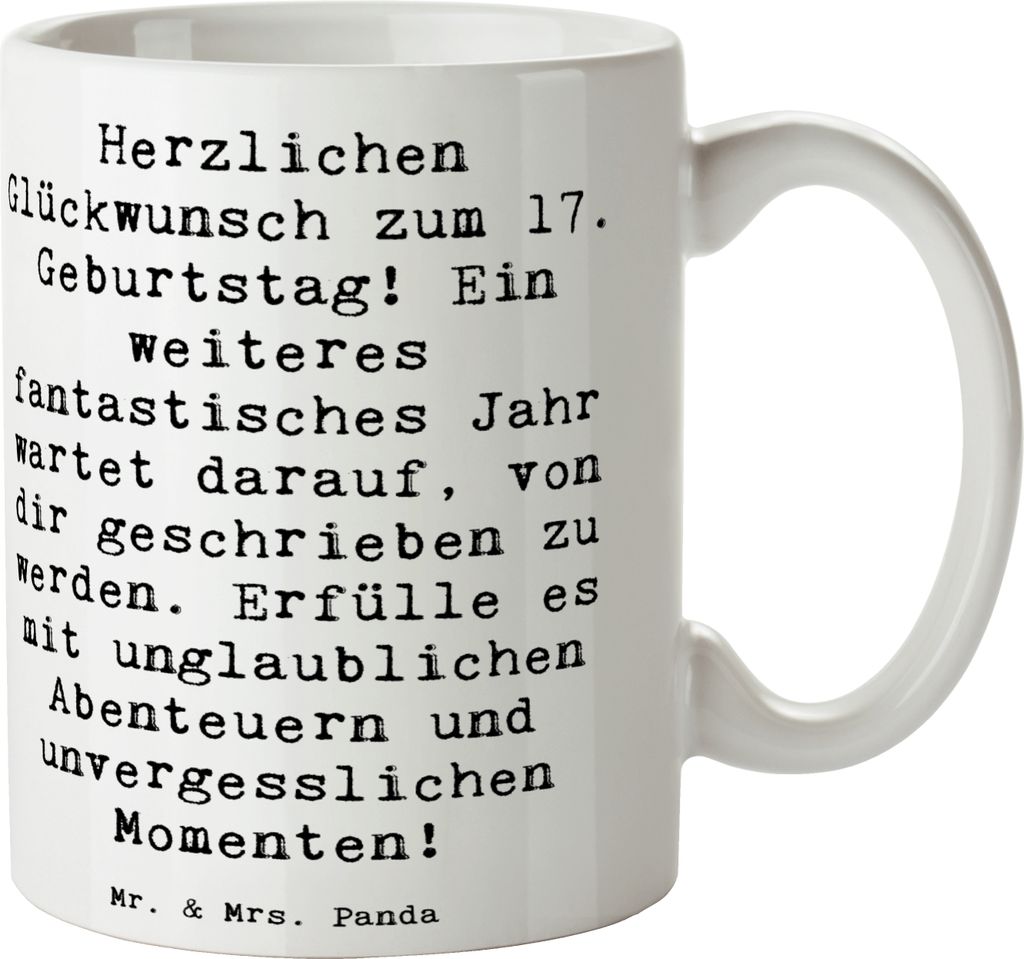 Mr. & Mrs. Panda Pott Spruch 17. Geburtstag Abenteuer - Produktbild 