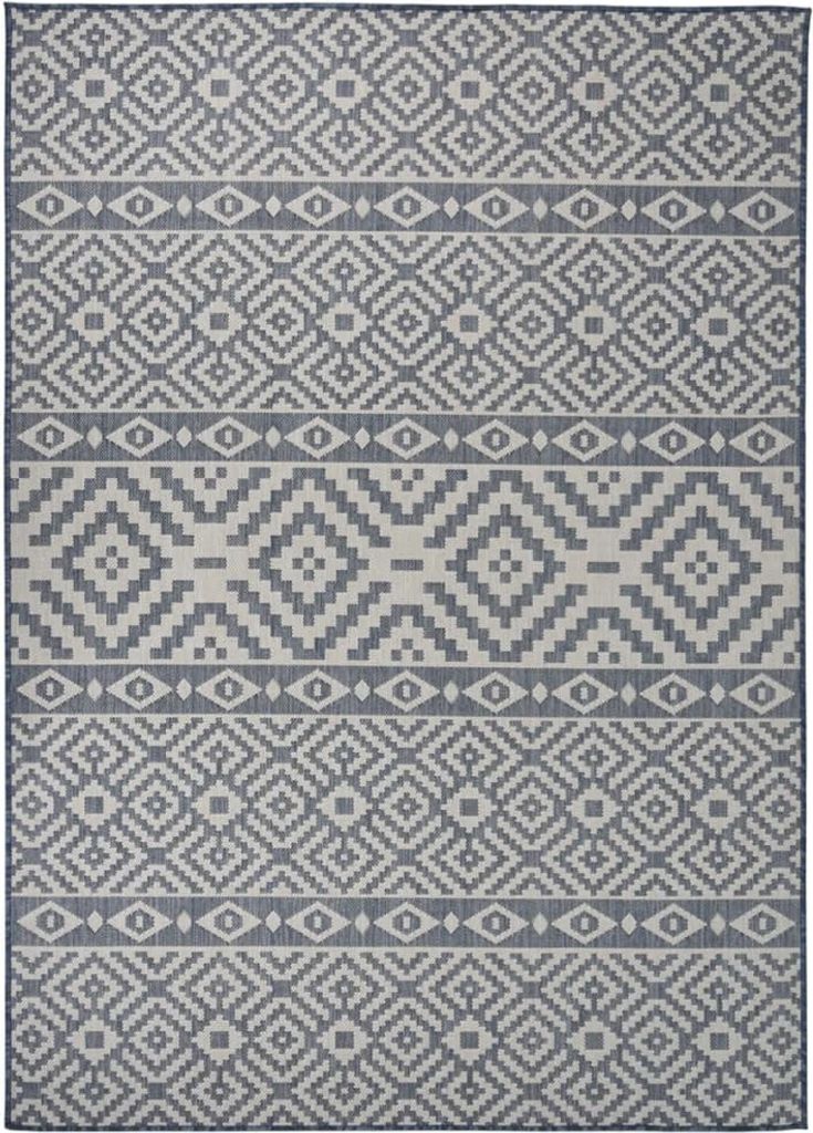 Outdoor-Teppich Flachgewebe 120x170 cm Blau Gestreift , Designerteppiche Design 2024