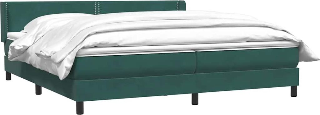 vidaXL Boxspringbett mit Matratze Dunkelgrün 180x220 cm Samt