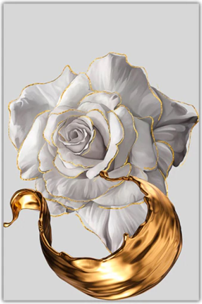 TPFLiving Kunstdruck LW-32 (OHNE RAHMEN) Poster - Leinwand - Wandbild - Hochauflösender Giclée-Druck, langlebig und hochwertig - Weiße Rose mit ...