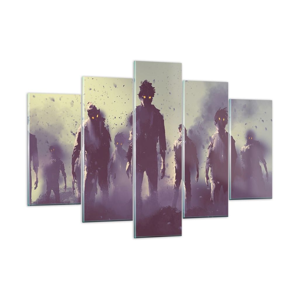 Bilder auf glas - Charaktere Halloween Geheimnis - 150x100cm - Glasbilder - Wandbilder - Kunstdruck - zum Aufhängen bereit - Wanddekoration aus Gl...