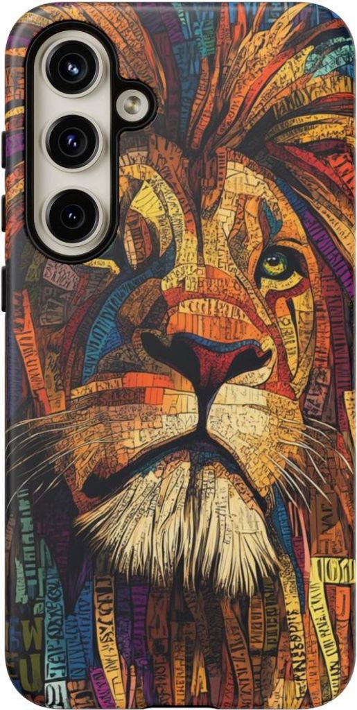 Bunter Löwe als Wortkunst – Hülle Kompatibel mit Galaxy S24 Plus