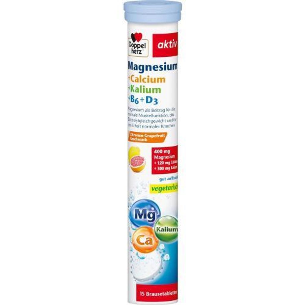 Doppelherz Magnesium+Calcium+Kalium, bruistabletten, 15 Productafbeelding 