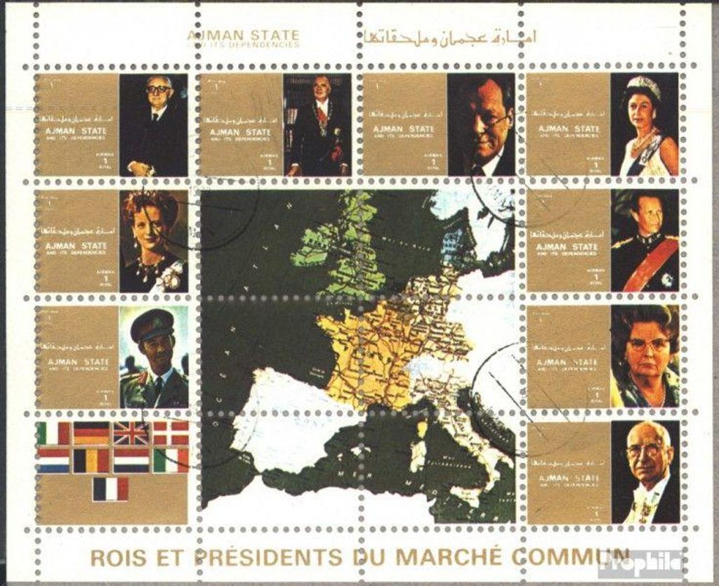 Briefmarken Ajman 1972 Mi 2596-2604 Kleinbogen Produktbild 