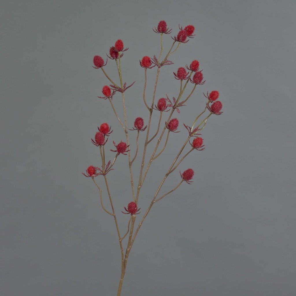 artplants.de Plastik Edeldistel Loukas, rot, 70cm, Ø1,5cm - Textilblume Mannstreu