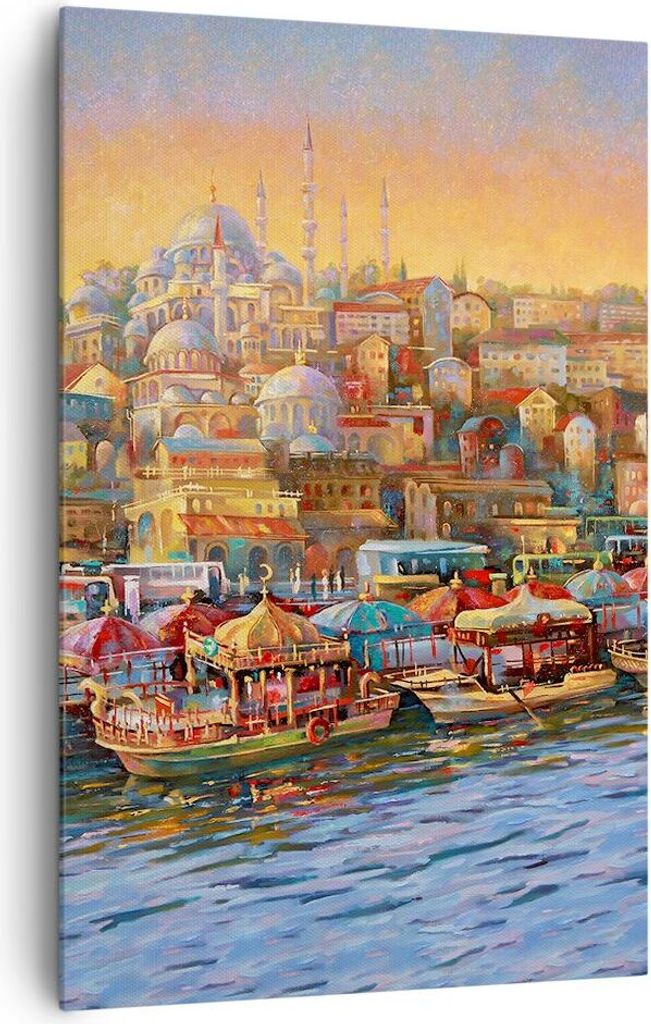 Bild auf Leinwand - Leinwandbild - Einteilig - Farben Stadt Türkei - 80x120cm - Wand Bild - Wanddeko - Wandbilder - Leinwanddruck - Wanddekoration...