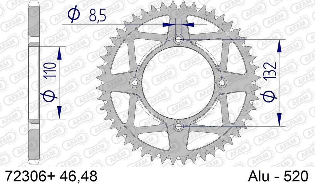 AFAM Ultraleichtes selbstreinigendes Aluminiumritzel hinten 72306 - 520