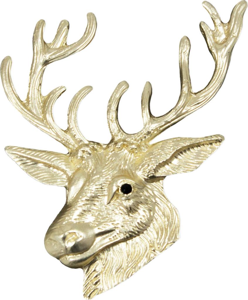 Magnet Brosche Tuchhalter - Gold Hirschkopf