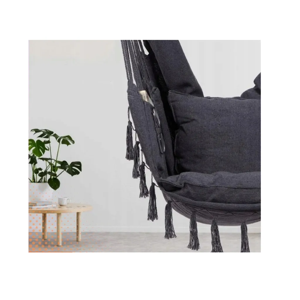 Hamac fauteuil de relaxation intérieur et extérieur graphite style boho - 9