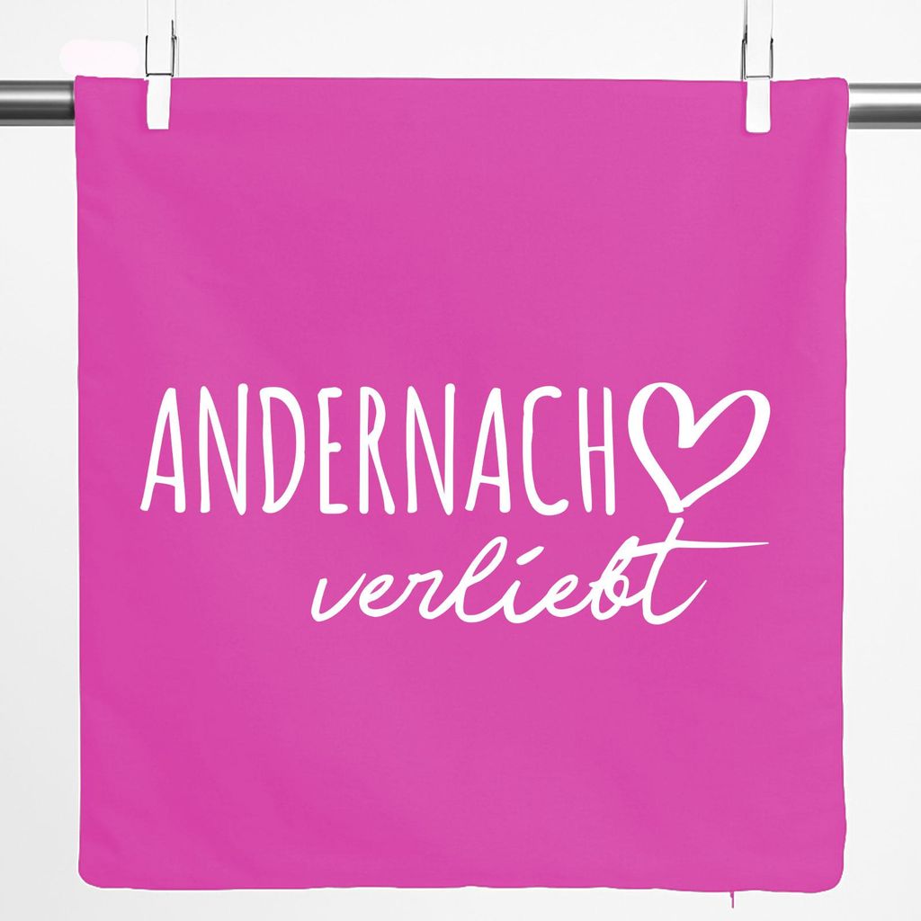 Huuraa Kissenbezug Andernach verliebt 40x40cm Fuchsia Baumwolle Dekokissenbezug Geschenkidee