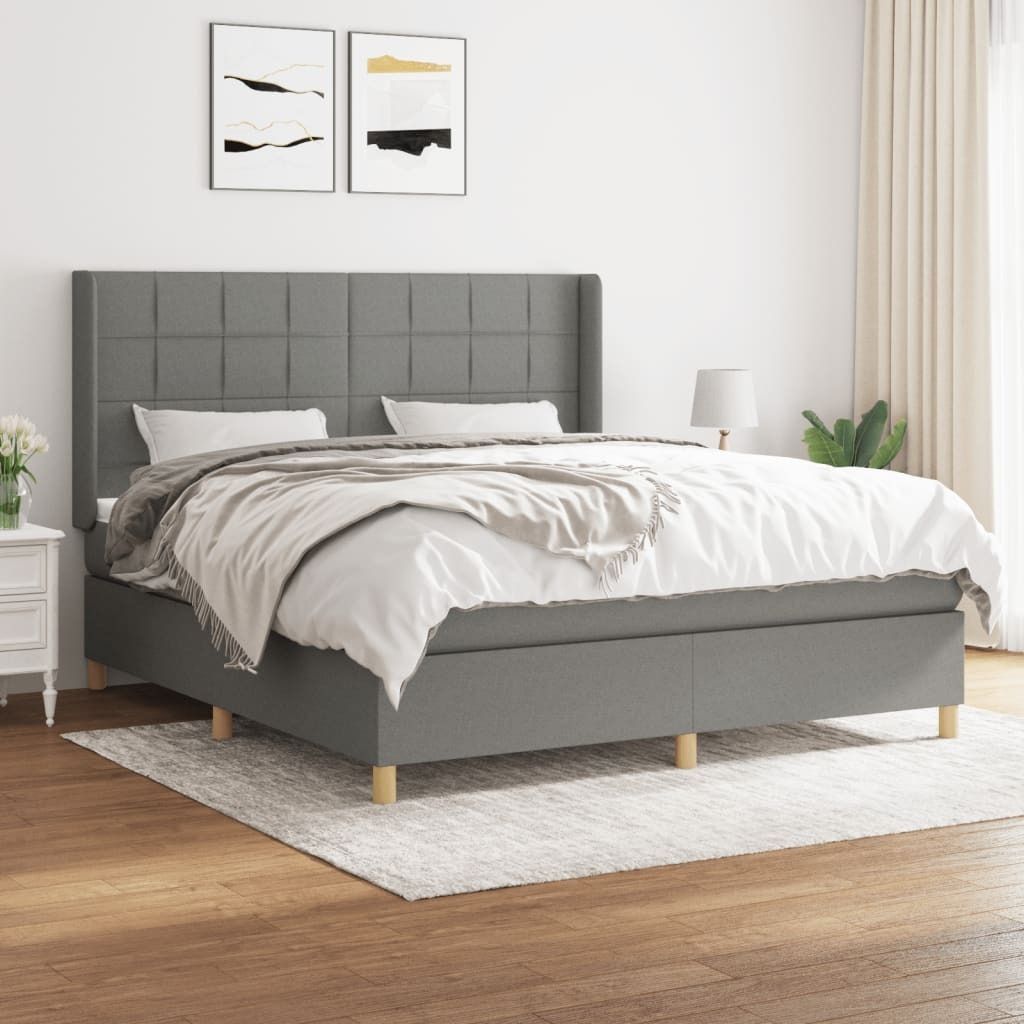 "Rabatt" Boxspringbett mit Matratze - 2 Personen - Strapazierfähiger Stoff - Dunkelgrau 160x200 cm Stoff - Klassische Betten CC5777