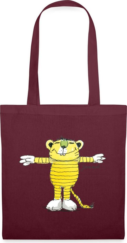 Spreadshirt Janosch Tiger Pose Stoffbeutel, One size, Burgunderrot
