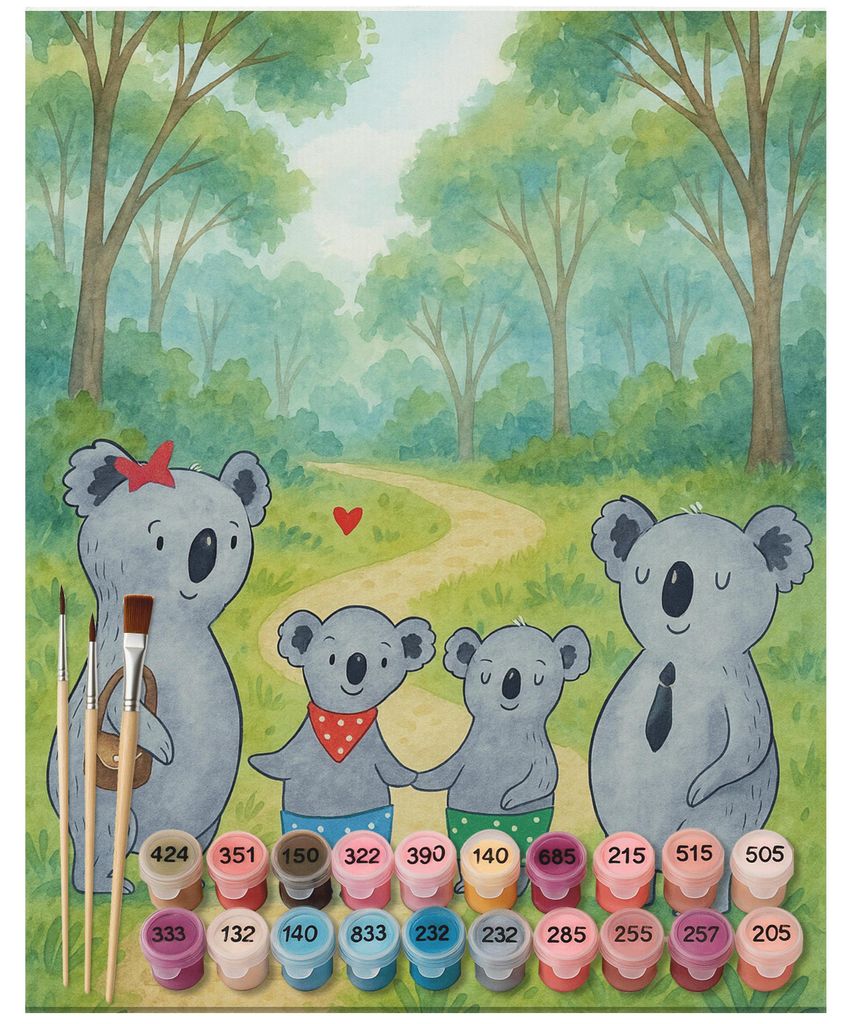 Mr. & Mrs. Panda Malen nach Zahlen Koala Familie zwei Design 40 x 50 cm Mit Rahmen - Weiß - Geschenk, DIY, Zusammen, Muttertag, set, acrylmalerei,...