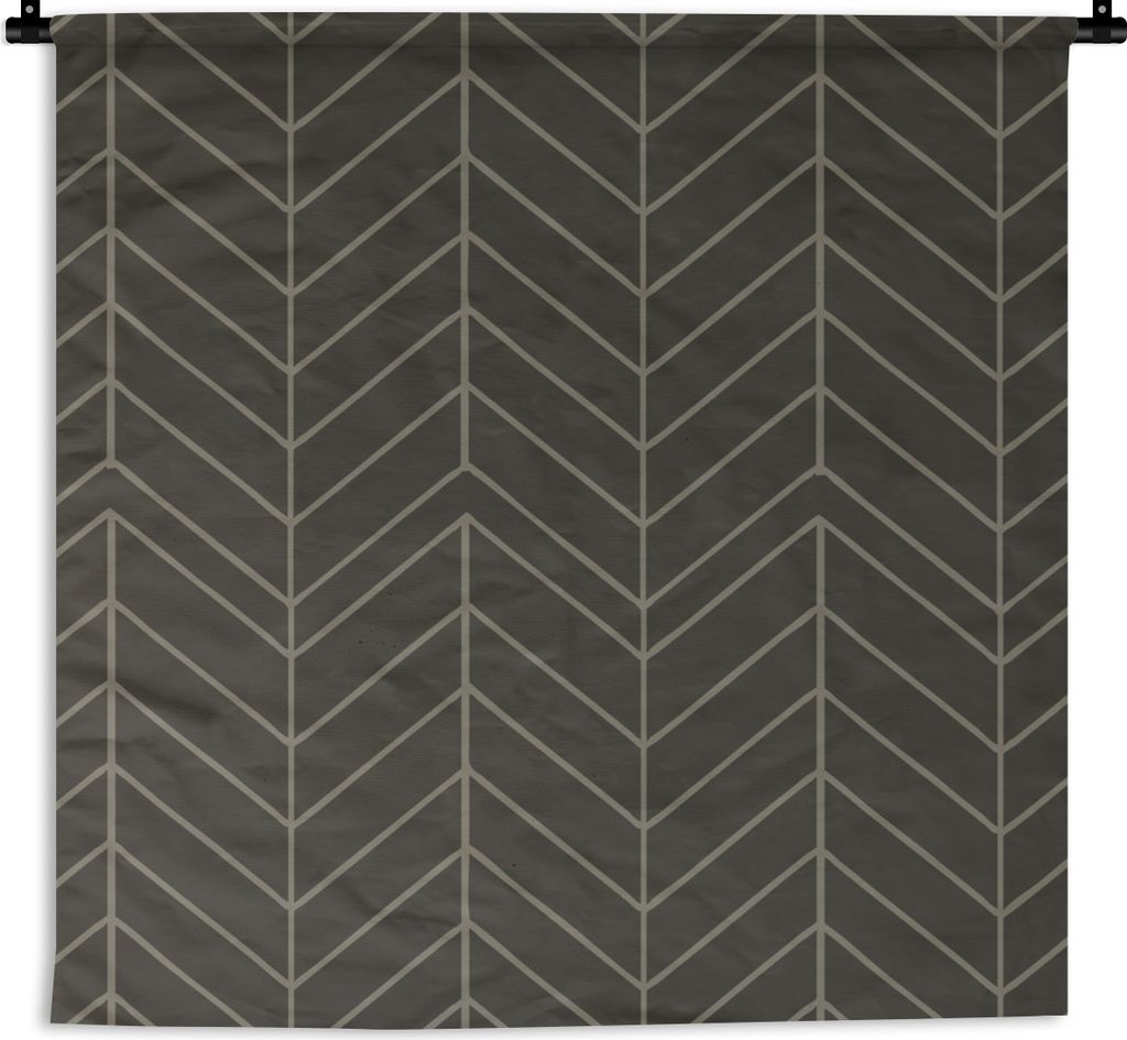 MuchoWow Wandteppich Wandbehang Linie - Grau - Muster 150x150 cm Tapisserie Dekoration Wandtuch - Wohnaccessoires - Modernes