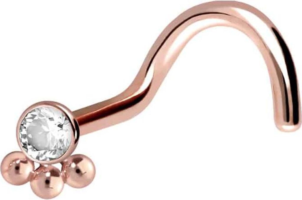 Nasenpiercing, Nasenstecker Titan Nasenstecker Spirale KRISTALL + 3 KUGELN