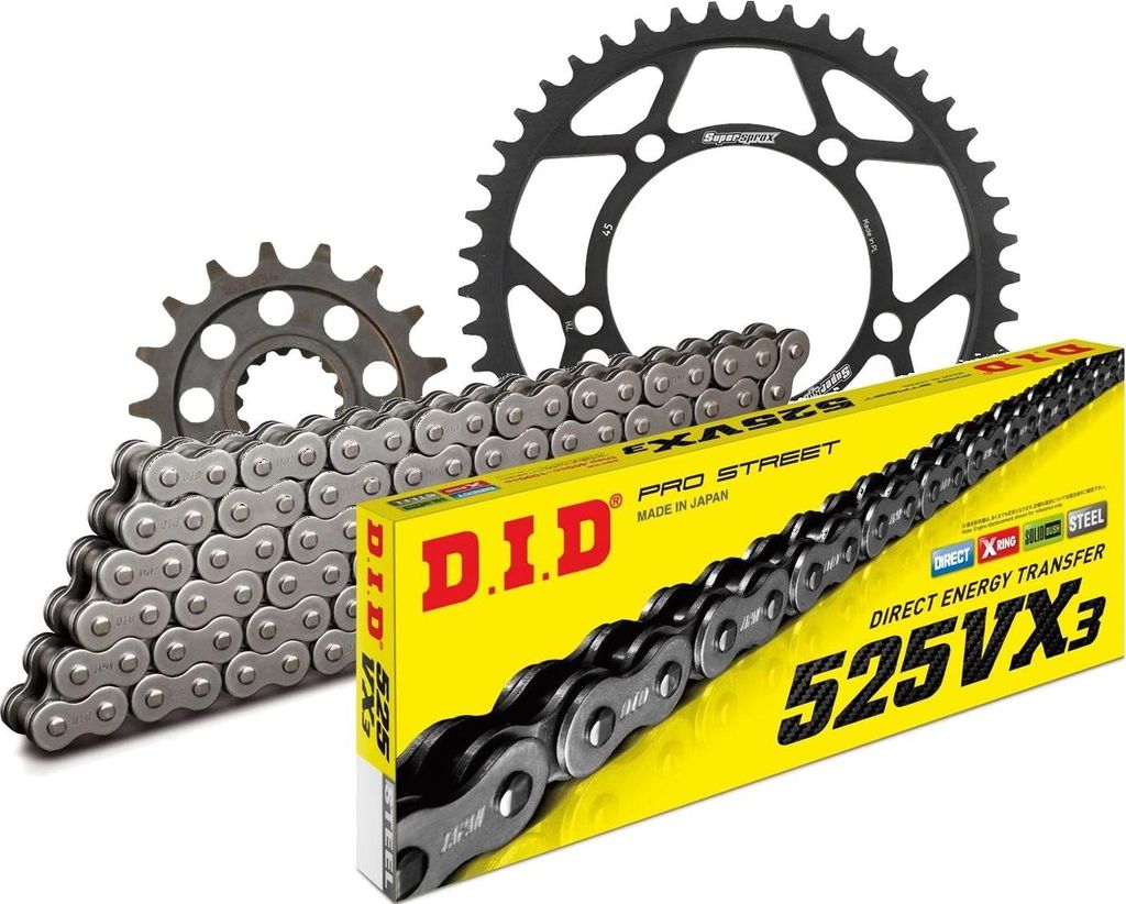 Kettensatz DID Stahl 525VX3 / 118 Nietschloss für BMW S R RR XR 1000 ccm Bj. 2012 - 2020