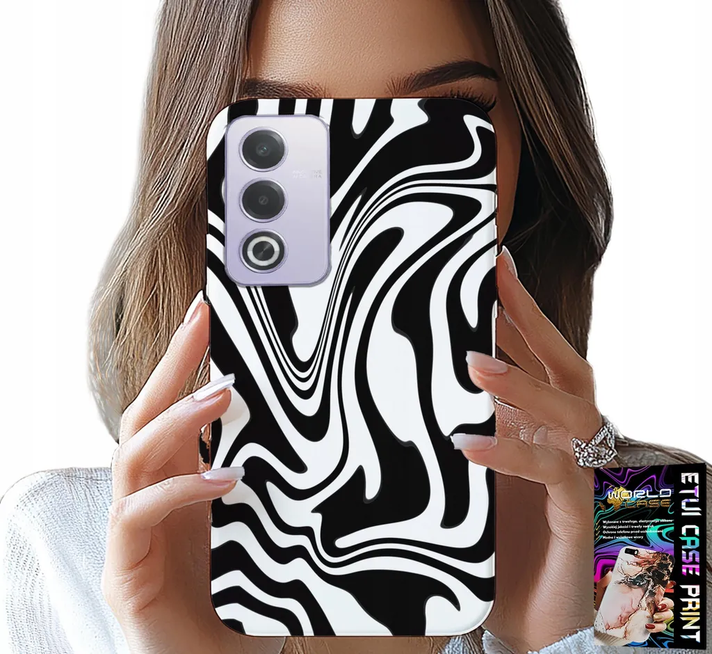 Custodia per Oppo A80 5G - Astratto in bianco e nero + pellicola Hydr