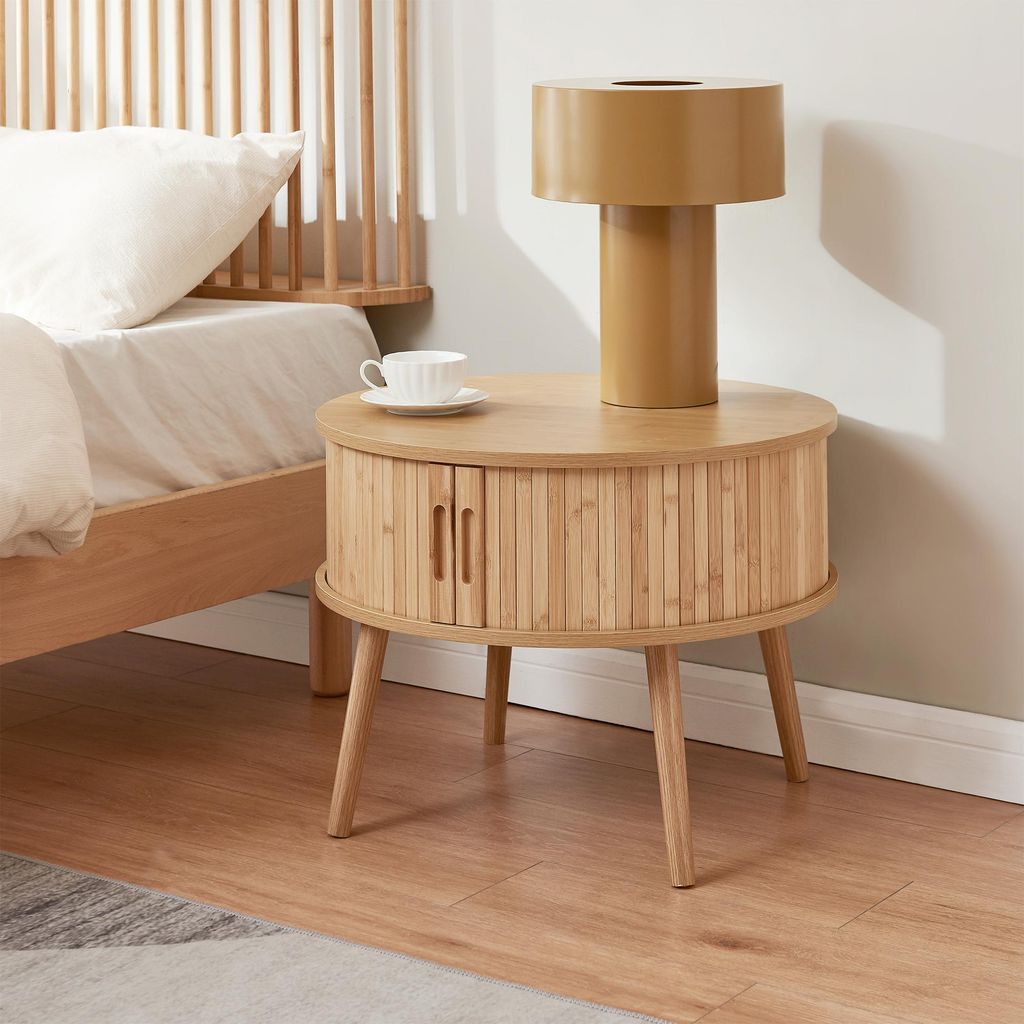 Comodino "Nordkapp" con 2 ante scorrevoli, 45 x Ø60 cm, MDF Immagine del prodotto 