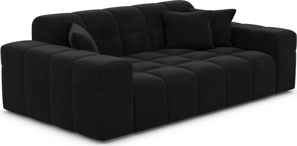 Samtstoff 2-Sitzer Couch Nivara Schwarz