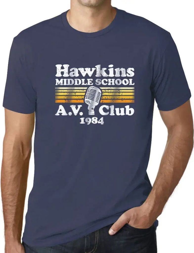 Herren Grafik T-Shirt Hawkins Mittelschule AV Klub – Hawkins Middle School AV Club – Öko-Verantwortlich Vintage Jahrgang Kurzarm Lustige Druck