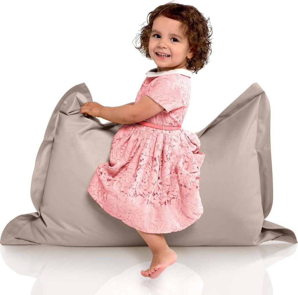 Green Bean Kinder-Sitzsack 70x100cm mit 70 Liter EPS Perlen Füllung - Indoor & Outdoor - Dunkelbeige