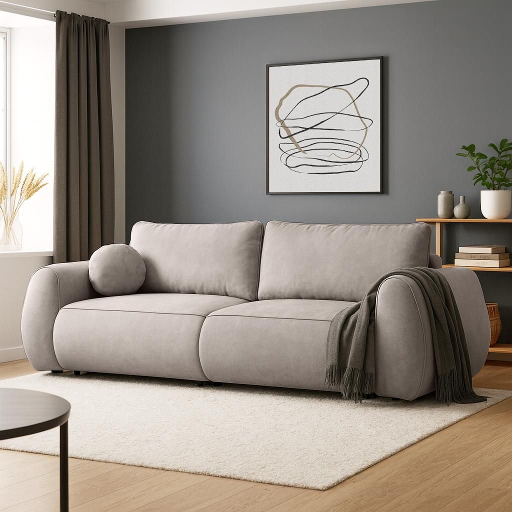 Schlafsofa BRAVO 2-in-1 – umwandelbares Ecksofa links/rechts, mit Schlaffunktion, 2x Bettkasten, 143×202 cm, Cappucino