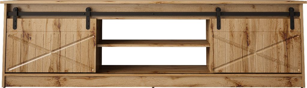 TV Schrank GRANERO 200 cm WOTAN EICHE gefräster Fronten MDF Produktbild 