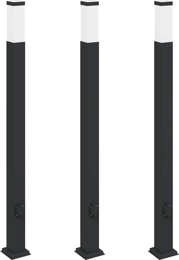 vidaXL Pollerleuchten mit Steckdose 3 Stk. 110 cm Schwarz IP44