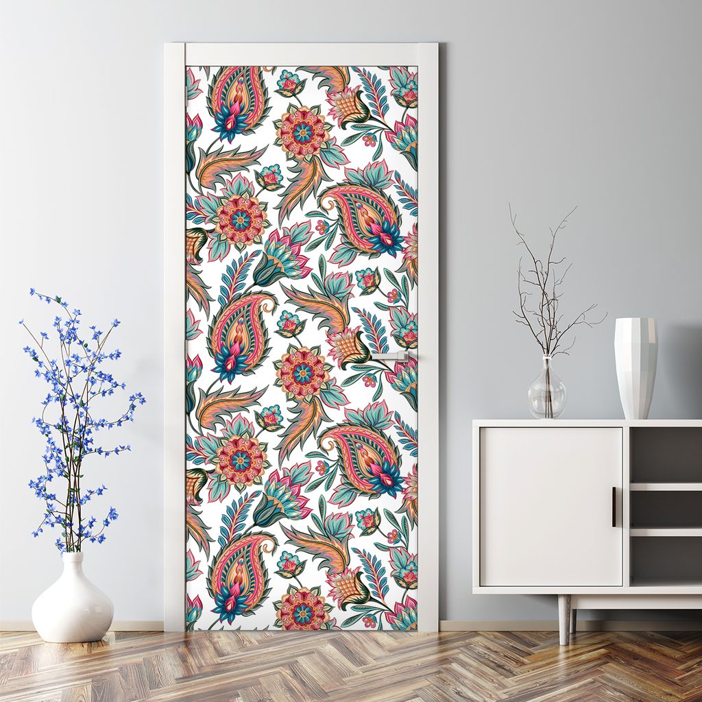 Dekorative Türposter selbstklebend Klebefolie Wandaufkleber Türaufkleber Bunte blaue orange 85 x 200 cm