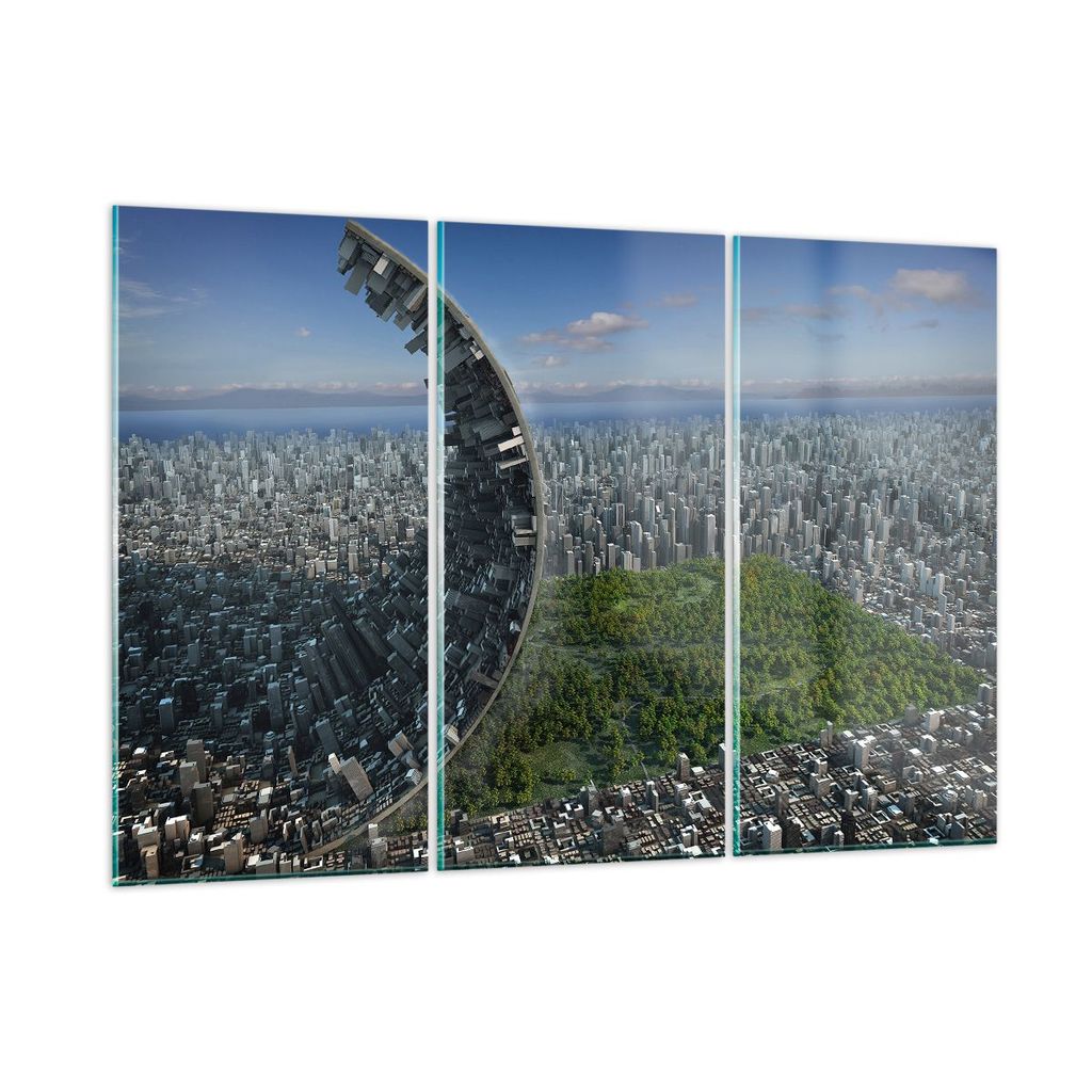 Bilder auf glas - Baum Park Abstraktion Stadt - 165x110cm - Glasbilder - Wandbilder - Kunstdruck - zum Aufhängen bereit - Wanddekoration aus Glas ...
