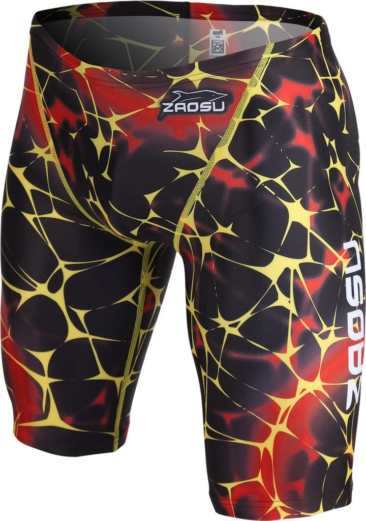 ZAOSU Wettkampf Schwimmhose Z-Color für Herren & Jungen, Größe:8, Farbe:schwarz/rot