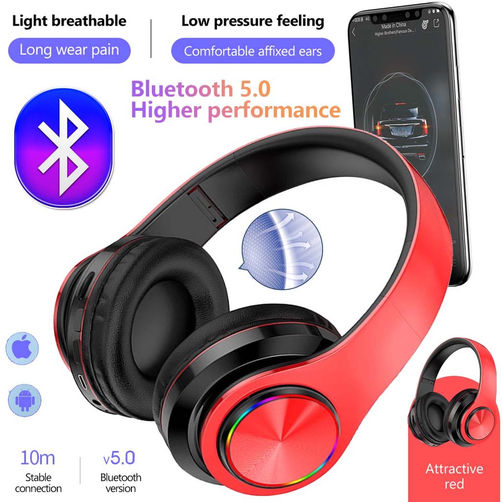 Bluetooth Kopfhörer Over Ear HiFi Stereo Kabellose Kopfhörer für PC TV Handy