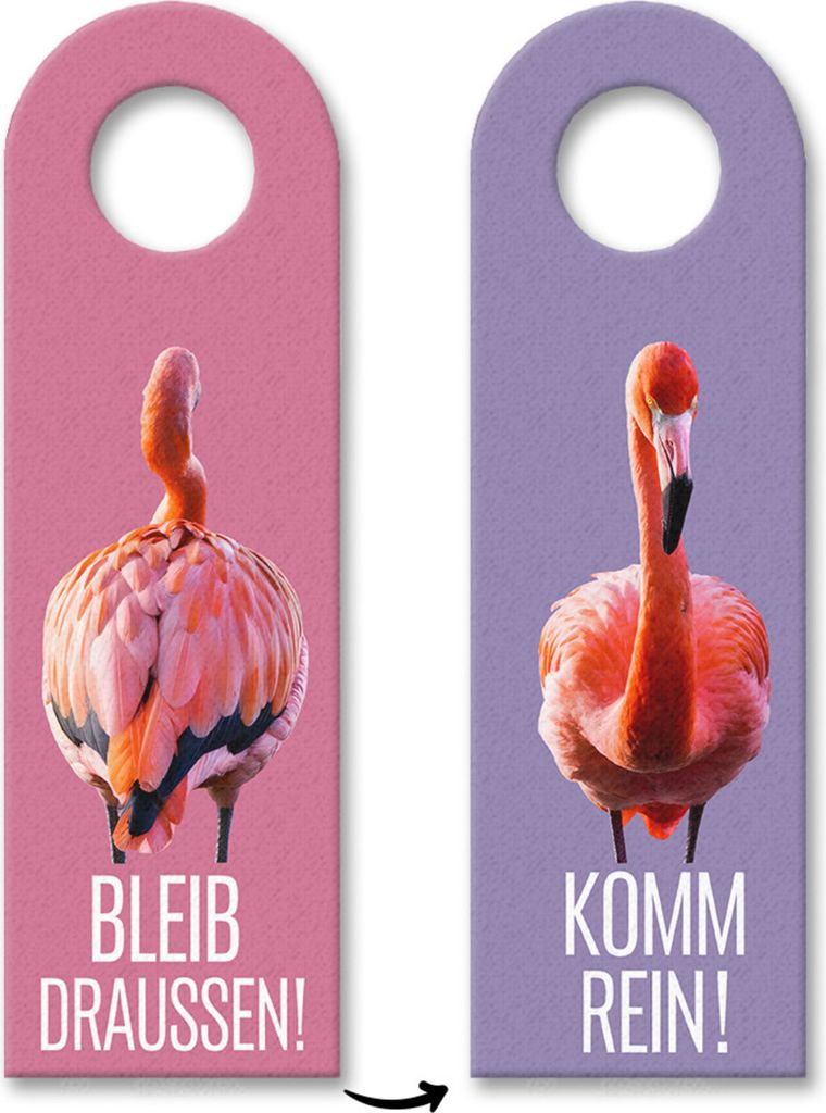 Bleib draußen Komm rein - Flamingo Türhänger