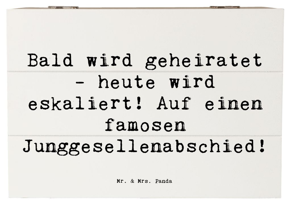 Mr. & Mrs. Panda Box Spruch Junggesellenabschied Eskalation 22 x 15 cm - Weiß - Geschenk, Holzbox mit Deckel, Heiraten, Geschenkbox, famoser, Kist...