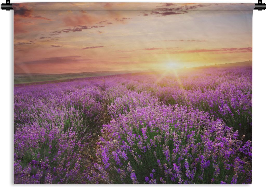 MuchoWow Wandteppich Wandbehang Lavendel - Sonne - Blumen 60x45 cm Tapisserie Dekoration Wandtuch - Das Schlafzimmer